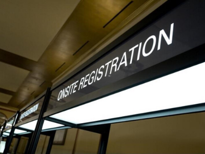 Illuminated sign for onsite registration
